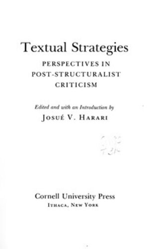 Textual Strategies: Perspectives in Post-Structuralist Criticism