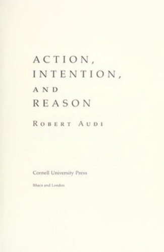 Action, Intention, and Reason