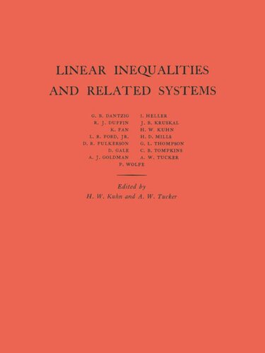 Linear Inequalities and Related Systems. (AM-38), Volume 38