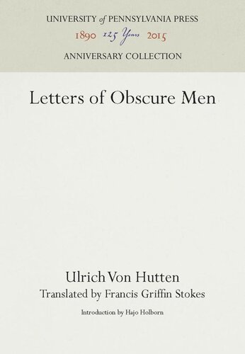 Letters of Obscure Men