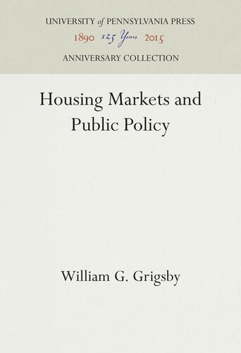 Housing Markets and Public Policy