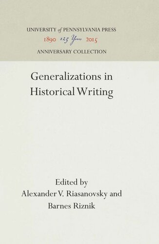 Generalizations in Historical Writing