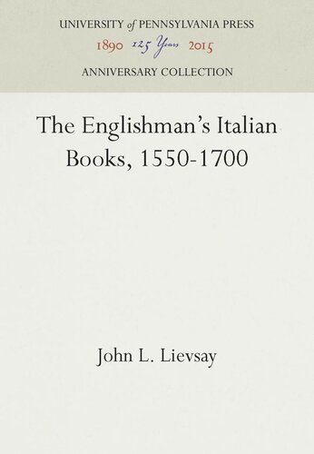 The Englishman's Italian Books, 1550-1700