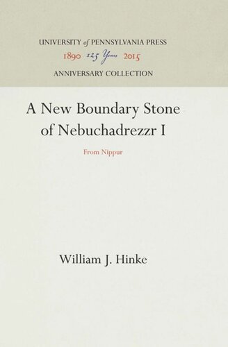 A New Boundary Stone of Nebuchadrezzr I: From Nippur