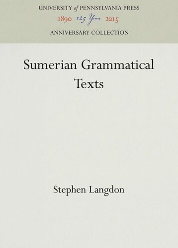 Sumerian Grammatical Texts