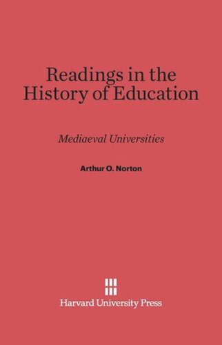 Readings in the History of Education: Mediaeval Universities