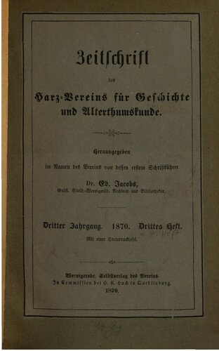 Zeitschrift des Harz-Vereins für Geschichte und Alterthumskunde