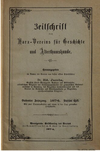 Zeitschrift des Harz-Vereins für Geschichte und Alterthumskunde