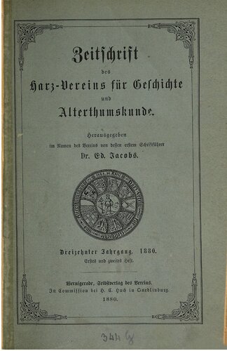 Zeitschrift des Harz-Vereins für Geschichte und Alterthumskunde