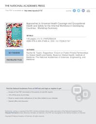 Approaches to Universal Health Coverage and Occupational Health and Safety for the Informal Workforce in Developing Countries: Workshop Summary