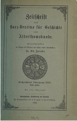 Zeitschrift des Harz-Vereins für Geschichte und Alterthumskunde