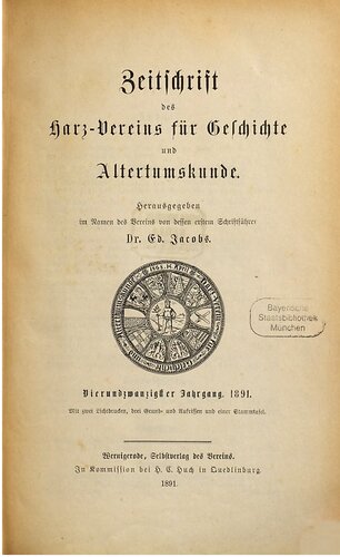 Zeitschrift des Harz-Vereins für Geschichte und Alterthumskunde