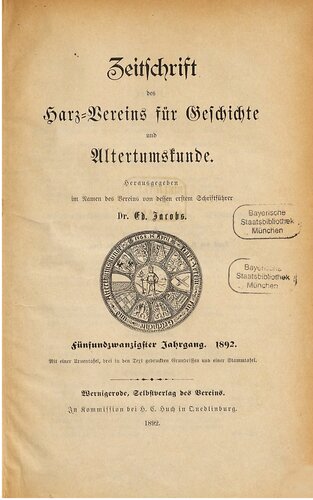 Zeitschrift des Harz-Vereins für Geschichte und Alterthumskunde