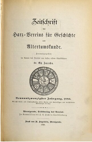 Zeitschrift des Harz-Vereins für Geschichte und Alterthumskunde