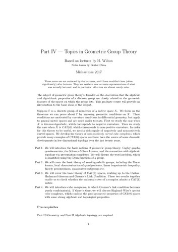 Topics in Geometric Group Theory