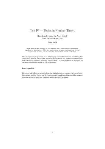 Topics in Number Theory