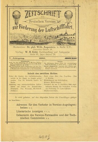 Zeitschrift des Deutschen Vereins zur Förderung der Luftschifffahrt