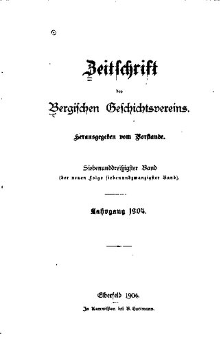 Zeitschrift des Bergischen Geschichtsvereins