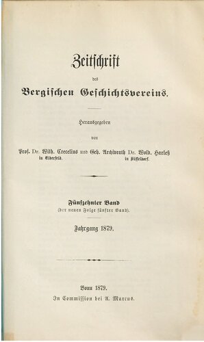 Zeitschrift des Bergischen Geschichtsvereins