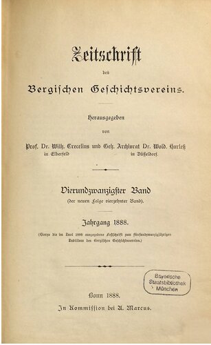 Zeitschrift des Bergischen Geschichtsvereins