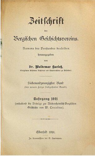 Zeitschrift des Bergischen Geschichtsvereins