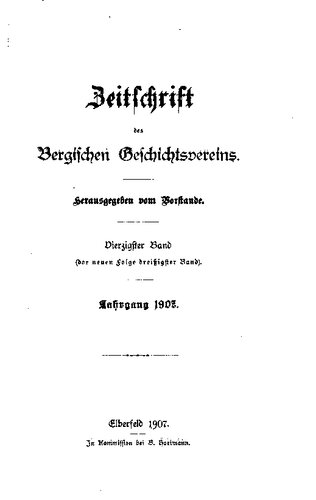 Zeitschrift des Bergischen Geschichtsvereins