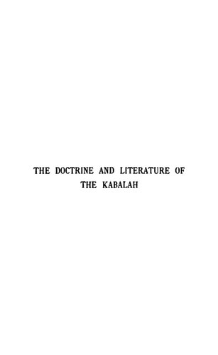 The Doctrine and Literature of the Kabalah