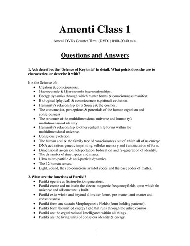 The Amenti Series - Class Q&As