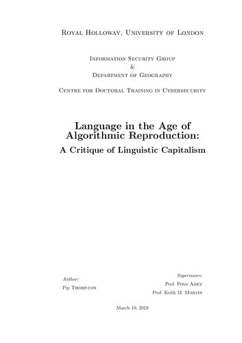 Language in the Age of Algorithmic Reprodu. A Critique of Linguistic Capitalism