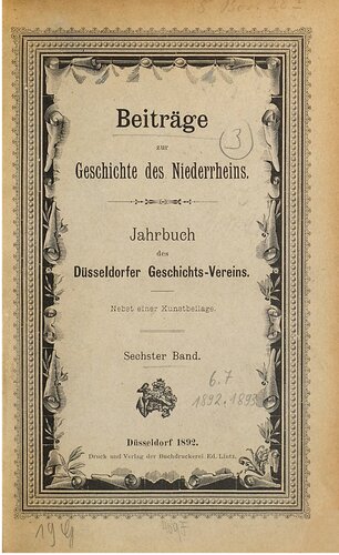 Beiträge zur Geschichte des Niederrheins. Jahrbuch des Düsseldorfer Geschichts-Vereins