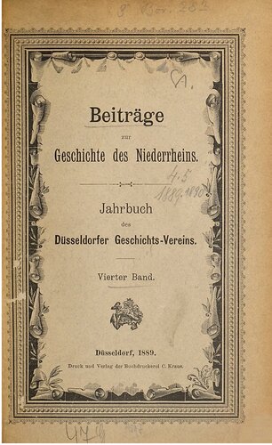 Beiträge zur Geschichte des Niederrheins. Jahrbuch des Düsseldorfer Geschichts-Vereins