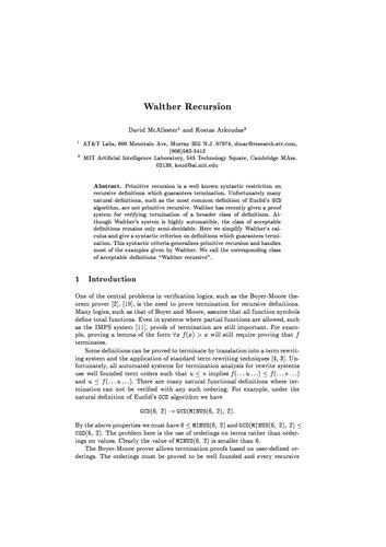 Walther recursion