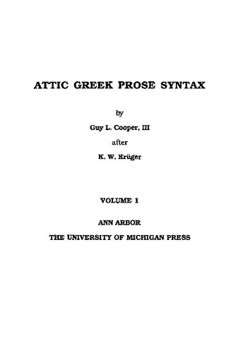 Attic Greek Prose Syntax