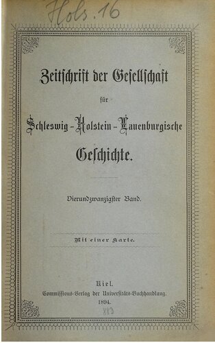 Zeitschrift der Gesellschaft für die Geschichte der Herzogthümer Schleswig, Holstein und Lauenburg