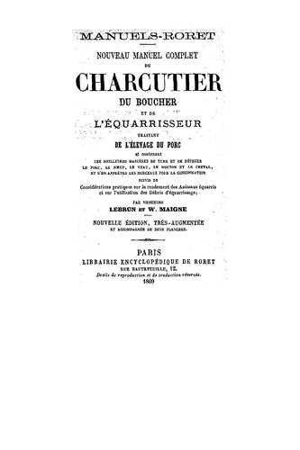 Nouveau manuel complet du charcutier, du boucher et de l'équarrisseur