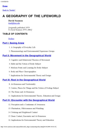 A Geography of the Lifeworld: Movement, Rest, and Encounter