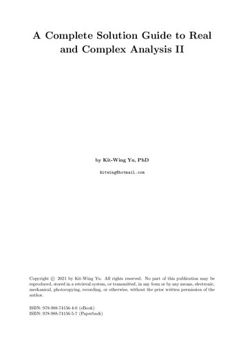 A Complete Solution Guide to Real and Complex Analysis II