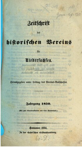 Zeitschrift des Historischen Vereins für Niedersachsen