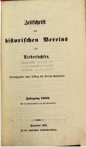 Zeitschrift des Historischen Vereins für Niedersachsen