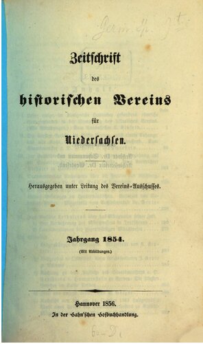 Zeitschrift des Historischen Vereins für Niedersachsen