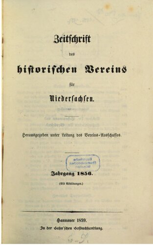 Zeitschrift des Historischen Vereins für Niedersachsen