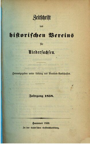 Zeitschrift des Historischen Vereins für Niedersachsen