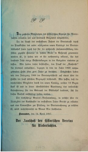 Zeitschrift des Historischen Vereins für Niedersachsen