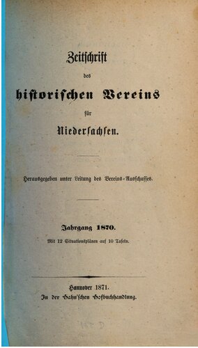 Zeitschrift des Historischen Vereins für Niedersachsen