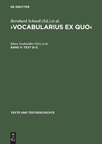 ›Vocabularius Ex quo‹: Band V Text Q–Z