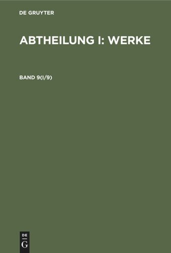 Gesammelte Schriften: Band 9 Logik, Physische Geographie, Pädagogik