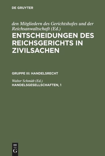 Entscheidungen des Reichsgerichts in Zivilsachen. Handelsgesellschaften, 1: Aktiengesellschaft