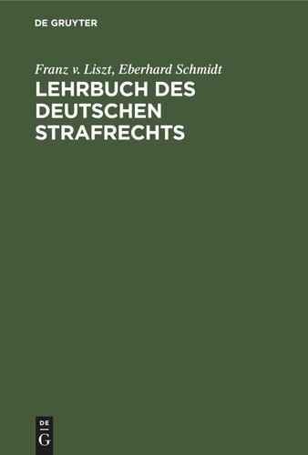 Lehrbuch des Deutschen Strafrechts