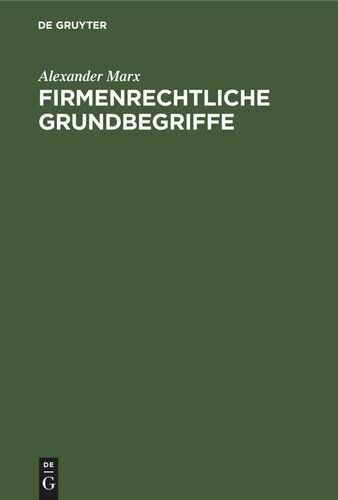 Firmenrechtliche Grundbegriffe