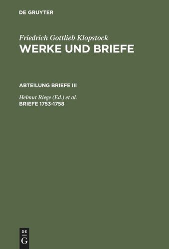 Werke und Briefe: Briefe 1753-1758